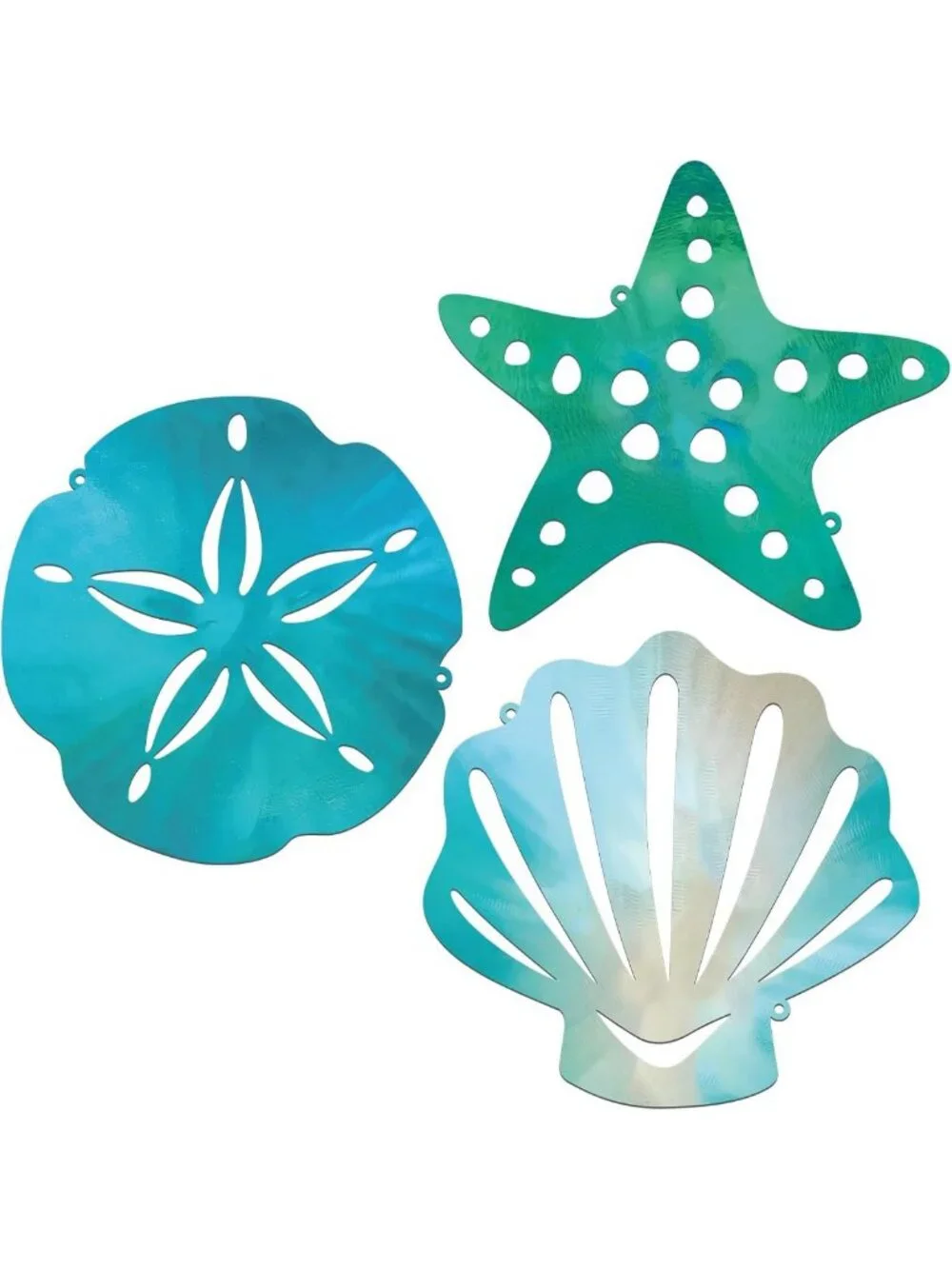 Coastal 3-Pc Metal Sea Shell Wall Art Set | Nautical Starfish & Sand Dollar